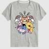 Camiseta de manga corta con diseño gráfico «Winnie the Pooh y sus amigos: arcoíris y estrellas» para niños pequeños en pantalones cortos