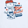 Camiseta de manga corta de béisbol para niños pequeños de Peanuts con Charlie Brown y el mensaje «Sorry I Can’t»