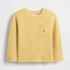 Camiseta de peso pesado con cuello acanalado y bolsillo para bebés y niños pequeños