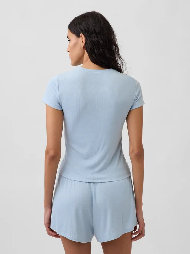 Camiseta de pijama con canalé fino
