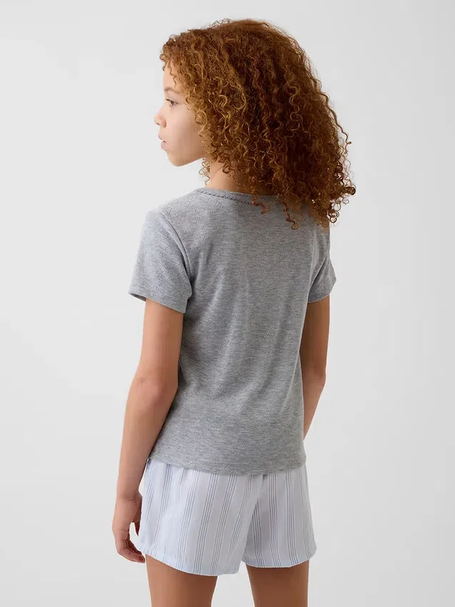 Camiseta de pijama para niños de punto calado reciclado