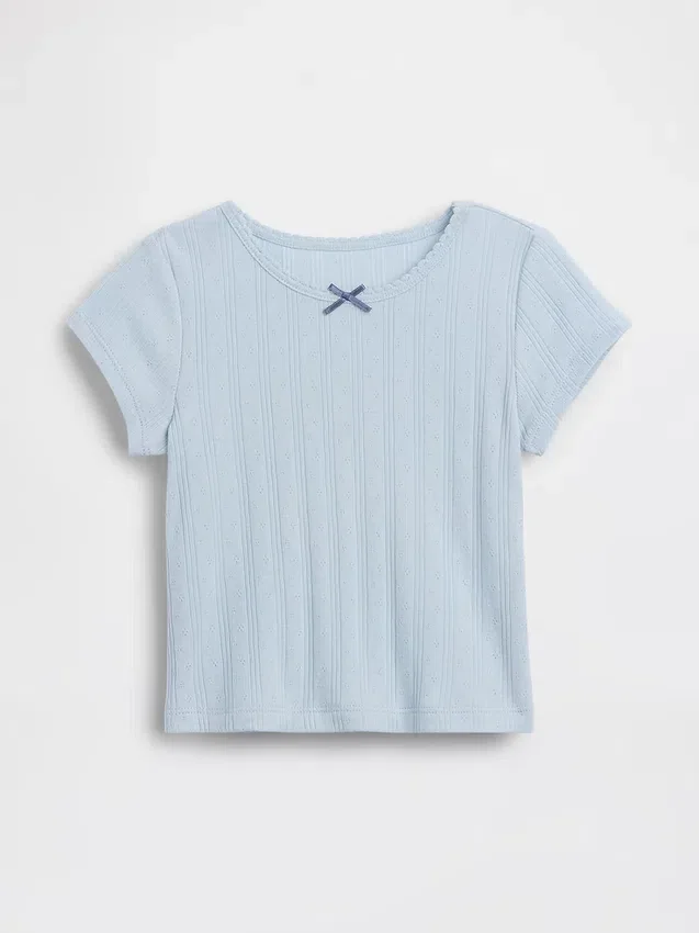 Camiseta de punto pointelle con canalé para bebés y niños pequeños