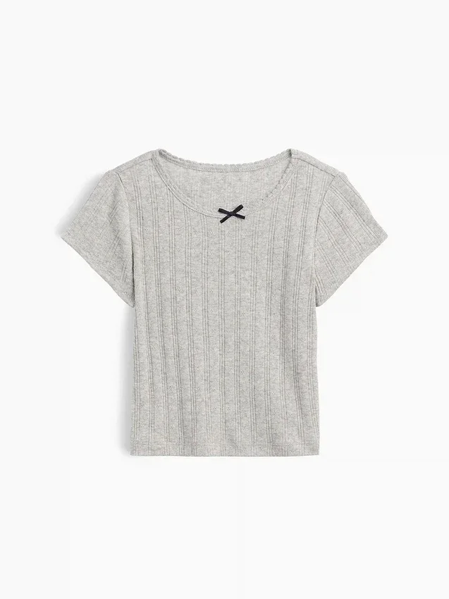 Camiseta de punto pointelle con canalé para bebés y niños pequeños