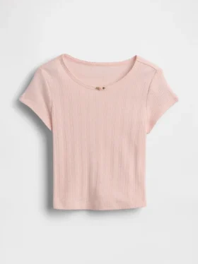 Camiseta de punto pointelle con canalé para bebés y niños pequeños