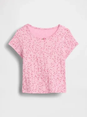 Camiseta de punto pointelle con canalé para bebés y niños pequeños