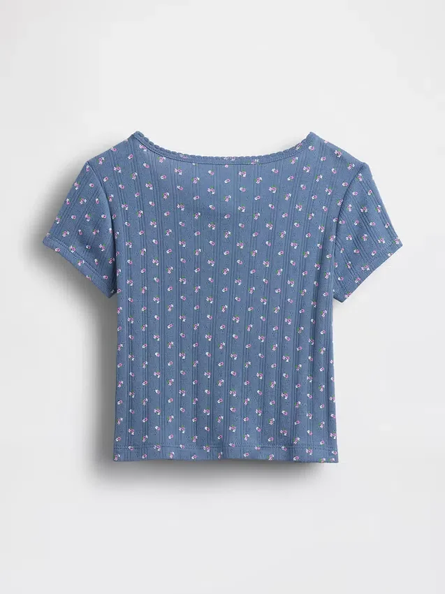Camiseta de punto pointelle con canalé para bebés y niños pequeños