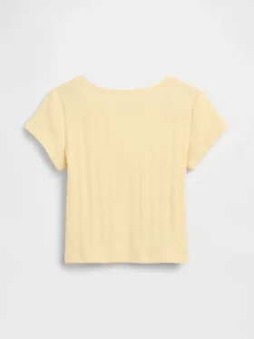Camiseta de punto pointelle con canalé para bebés y niños pequeños