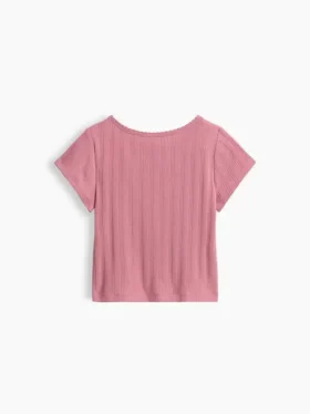 Camiseta de punto pointelle con canalé para bebés y niños pequeños