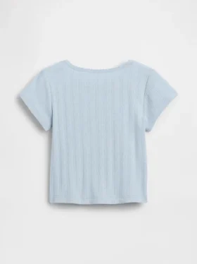 Camiseta de punto pointelle con canalé para bebés y niños pequeños