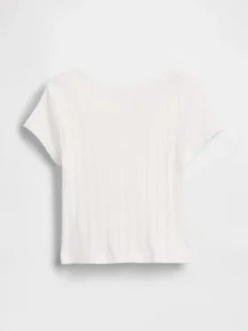 Camiseta de punto pointelle con canalé para bebés y niños pequeños