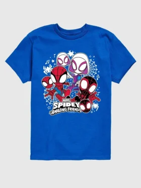 Camiseta gráfica de manga corta para niños pequeños con Spidey y sus amigos de Marvel en pantalones cortos