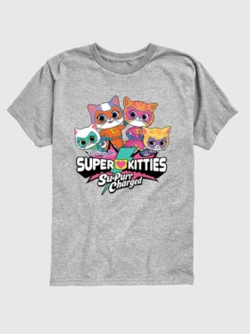 Camiseta gráfica de pantalón corto para niños pequeños con el logotipo de Super Kitties