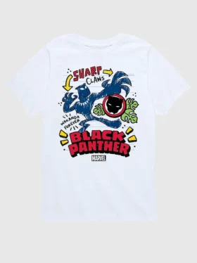 Camiseta gráfica de pantalones cortos para niños pequeños con diseño de Black Panther de Marvel estilo «doodle»