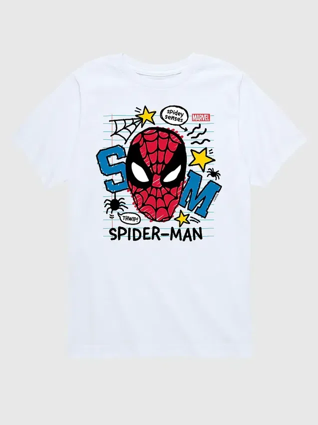 Camiseta gráfica de pantalones cortos para niños pequeños con diseño «Scribbled Spider-Man» de Marvel