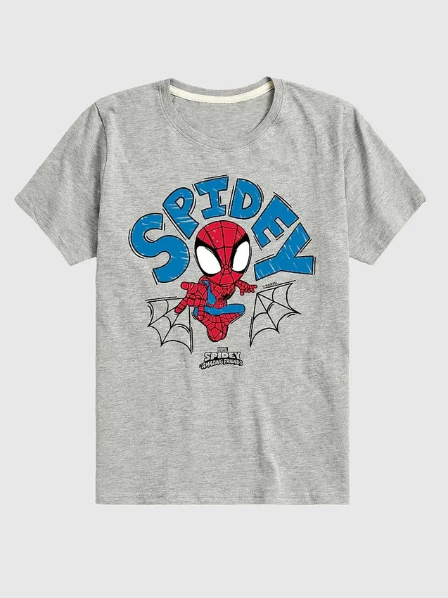 Camiseta gráfica de pantalones cortos para niños pequeños con diseño «Spidey Doodle» de Marvel