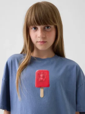 Camiseta gráfica oversize de corte cuadrado para niños