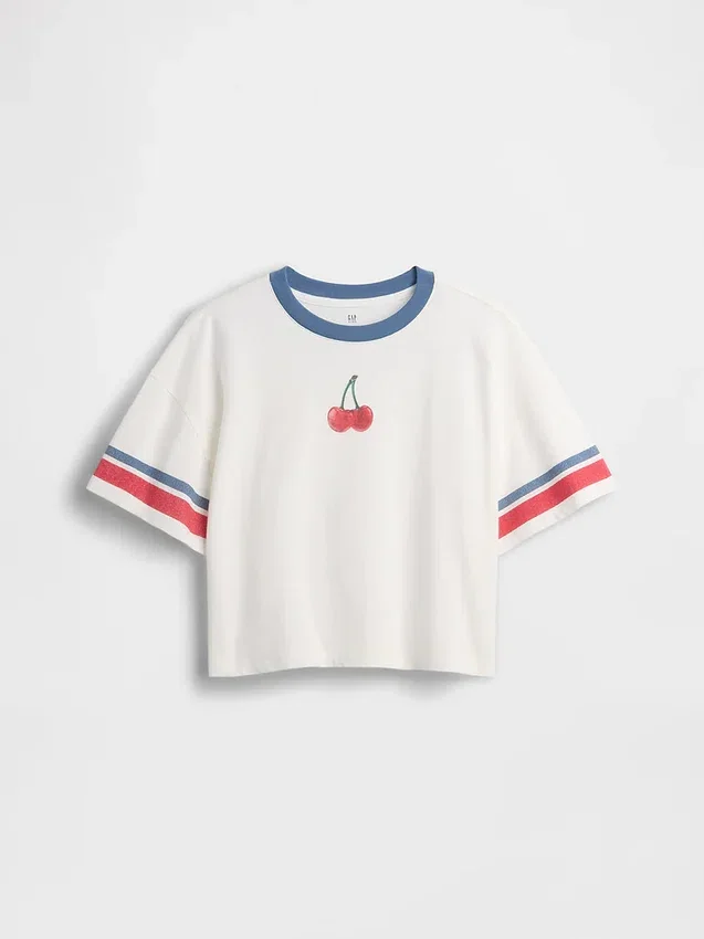 Camiseta gráfica oversize de corte cuadrado para niños