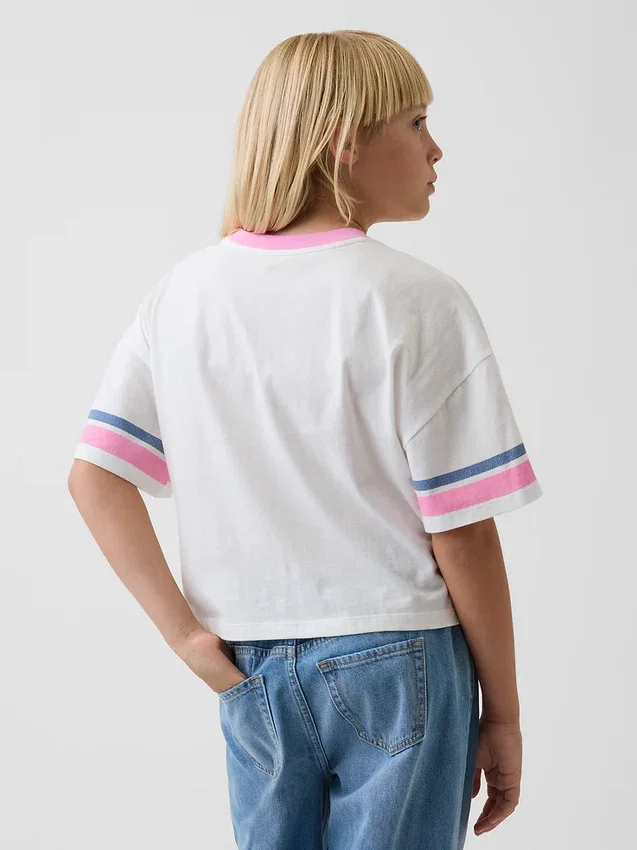 Camiseta gráfica oversize de corte cuadrado para niños