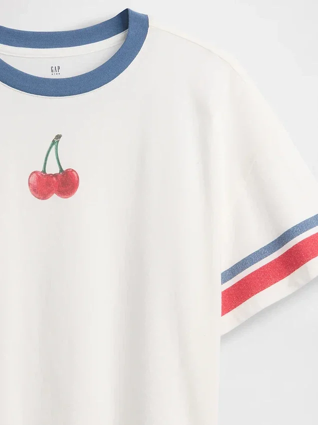 Camiseta gráfica oversize de corte cuadrado para niños