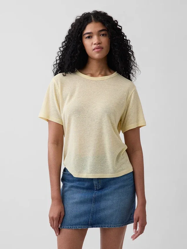 Camiseta holgada de mezcla de lino
