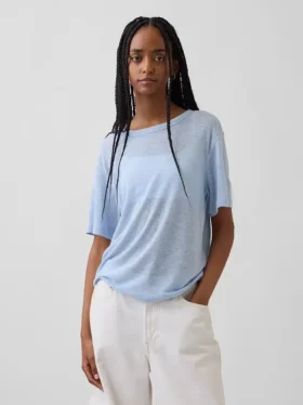 Camiseta holgada de mezcla de lino