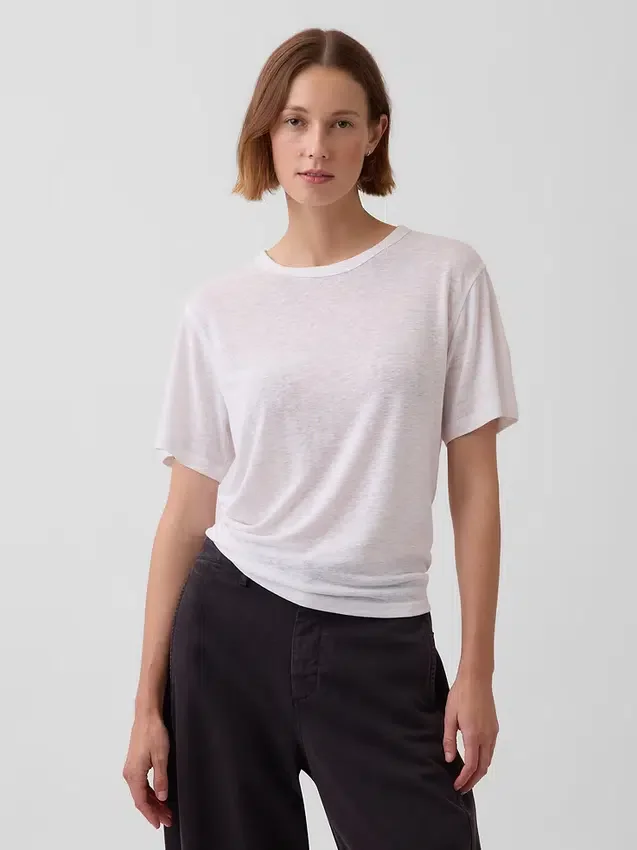 Camiseta holgada de mezcla de lino