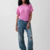 Camiseta holgada de mezcla de lino