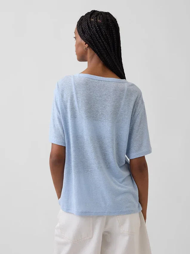 Camiseta holgada de mezcla de lino