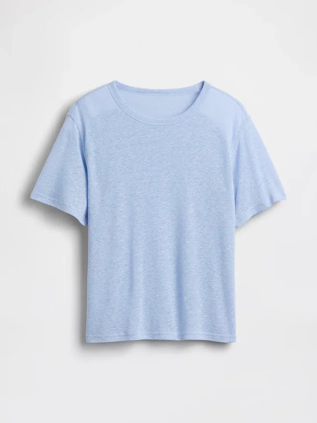 Camiseta holgada de mezcla de lino