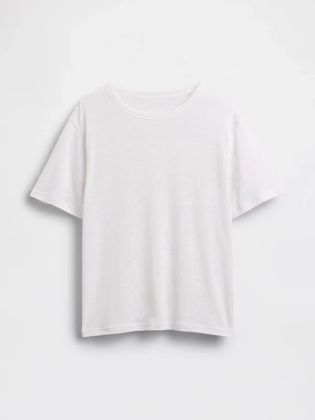 Camiseta holgada de mezcla de lino