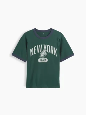 Camiseta infantil con cuello redondo y estampado «Relaxed New York»