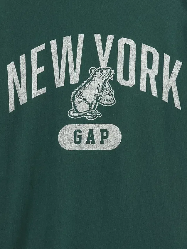 Camiseta infantil con cuello redondo y estampado «Relaxed New York»