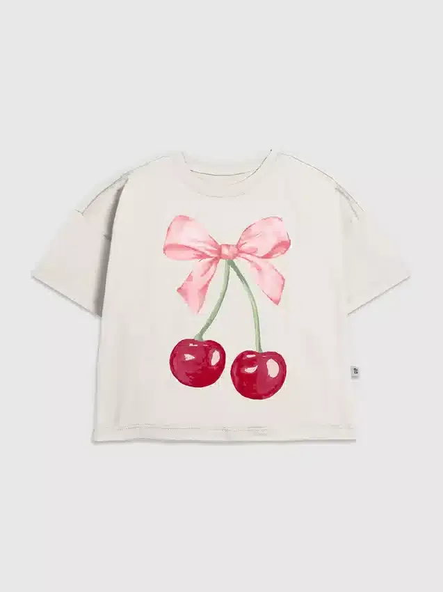 Camiseta infantil con diseño de lazo de cereza