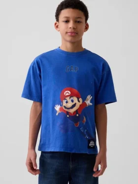 Camiseta infantil con diseño de Super Mario y corte holgado