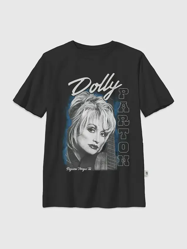 Camiseta infantil con diseño extragrande de Dolly Parton con retrato de guitarra
