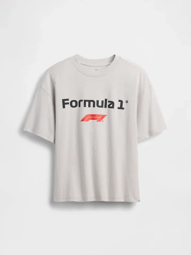 Camiseta infantil con gráfico de Fórmula 1 de corte oversize