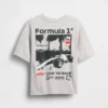 Camiseta infantil con gráfico de Fórmula 1 de corte oversize