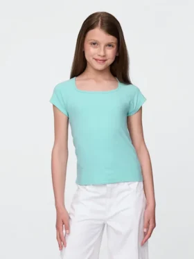 Camiseta infantil de cuello cuadrado