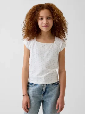 Camiseta infantil de cuello cuadrado