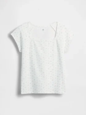 Camiseta infantil de cuello cuadrado
