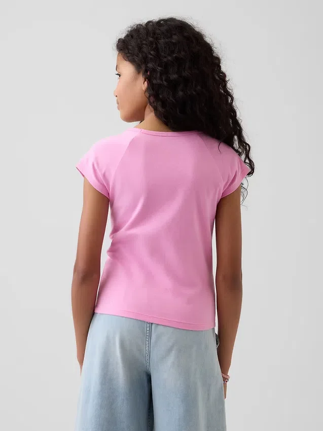 Camiseta infantil de cuello cuadrado