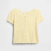 Camiseta infantil de punto acanalado con detalle de encaje y botones al frente