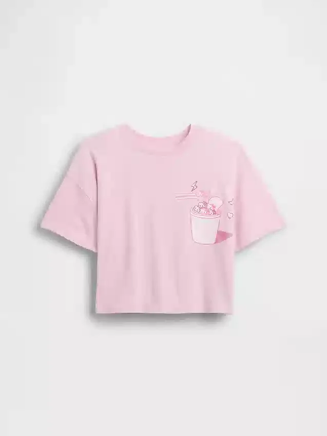 Camiseta oversize de corte cuadrado de Hello Kitty para niños