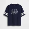 Camiseta para niños de jersey de algodón grueso, oversize y con costuras con logotipo