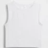 Camiseta sin costuras de canalé corta