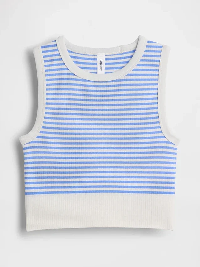 Camiseta sin costuras de canalé corta