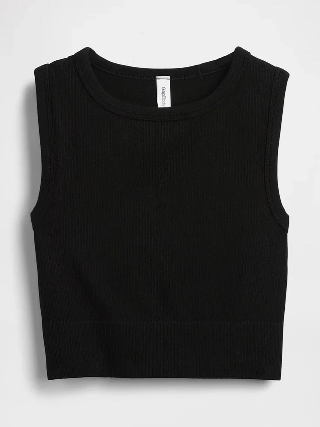 Camiseta sin costuras de canalé corta