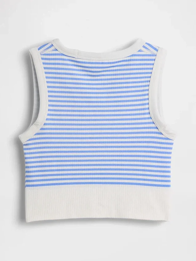 Camiseta sin costuras de canalé corta