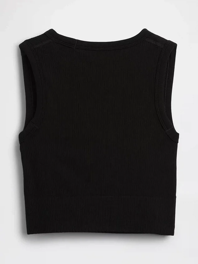 Camiseta sin costuras de canalé corta