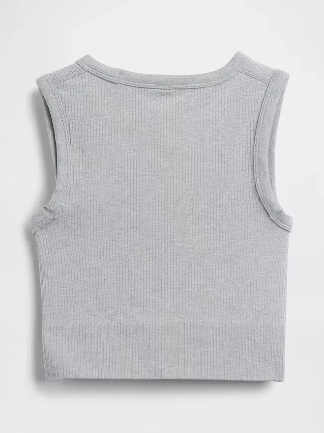 Camiseta sin costuras de canalé corta